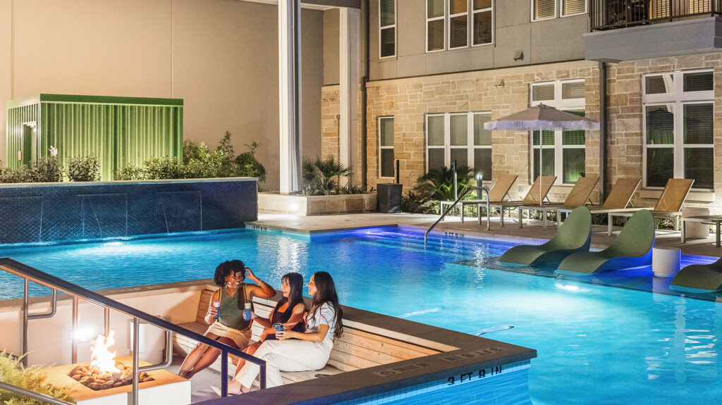 The Mercury's poolside fire pit